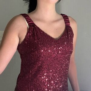 Vintage Vince Camuto Burgundy Sequin Top